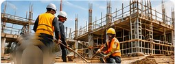 Construction workers on a building site