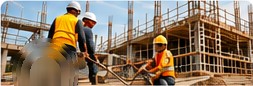 Construction workers on a building site
